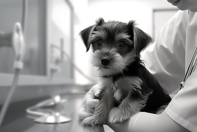 Chiot à la clinique vétérinaire d'Eoures